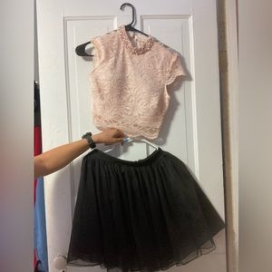 Champagne & Black 2 Piece Dress